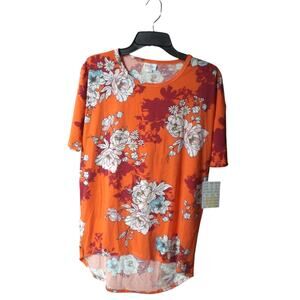 NWT LuLaRoe Irma Shirt Top Blouse Tunic XXS Orange Floral